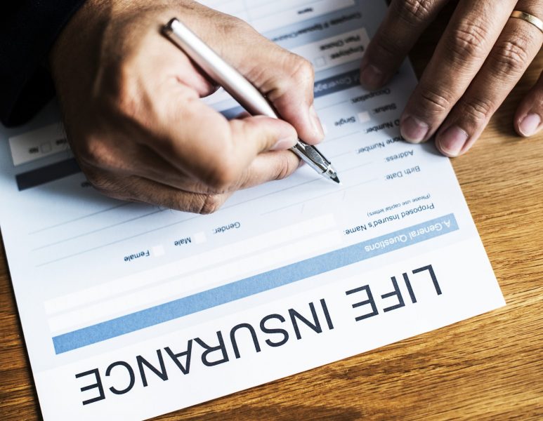 Closeup of life insurance form