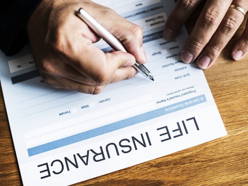 Closeup of life insurance form